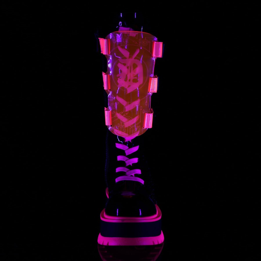 Demonia Portugal Black Patente-u V Neon Pink Slacker-156 - Image 3