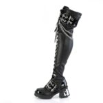 Demonia Portugal Preto Stretch Couro Vegan Brotinho-304 - Image 4