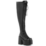 Demonia Portugal Preto Stretch Couro Vegan Camel-300wc