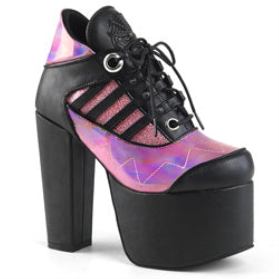 Demonia Portugal Preto Vegan Couro-rosa Holograma Torment-216 - Image 6