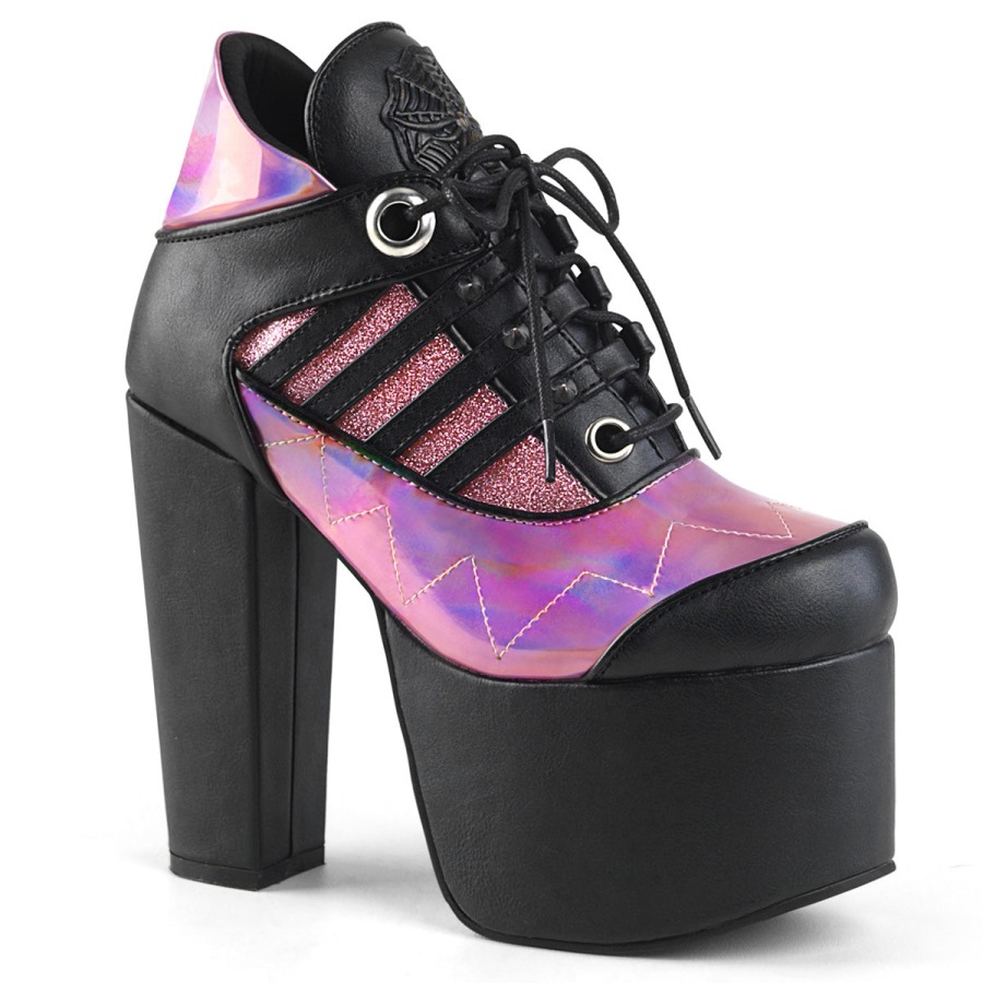Demonia Portugal Preto Vegan Couro-rosa Holograma Torment-216 - Image 1