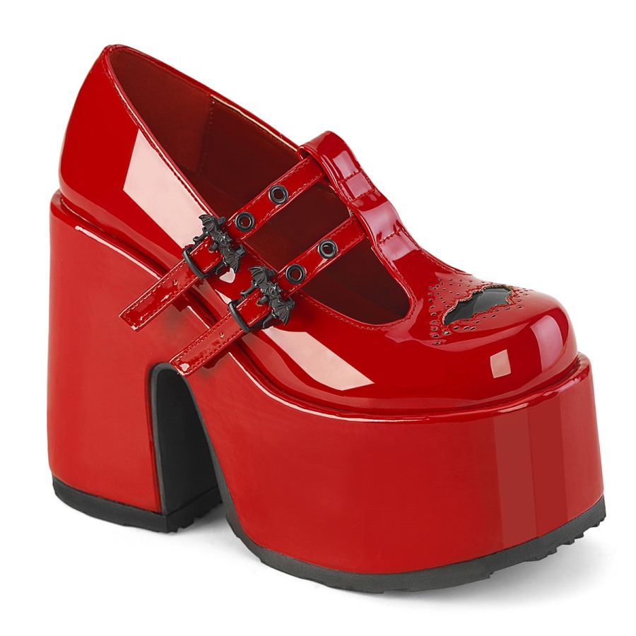 demonia_portugal_vermelho_patente_camelo_55.jpg Demonia Portugal Vermelho Patente Camelo-55 - Image 1