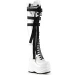 Demonia Portugal White Stretch Patente Wave-315