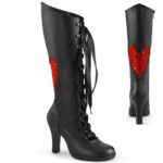 Glam-243 Demonia Portugal Preto Vegan Couro Vermelho Cetim