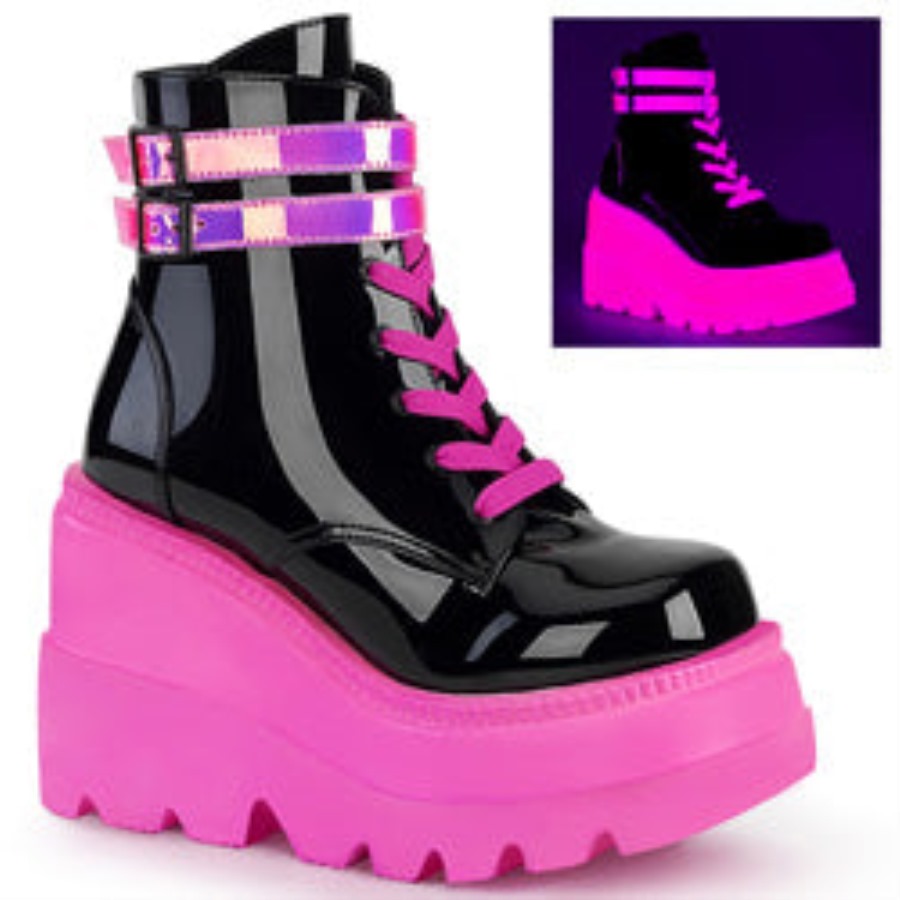 Shaker-52 Black Patente-u V Neon Pink Demonia Portugal - Image 6