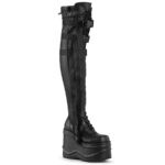 Wave-315 Couro Vegan Stretch Preto Demonia Portugal